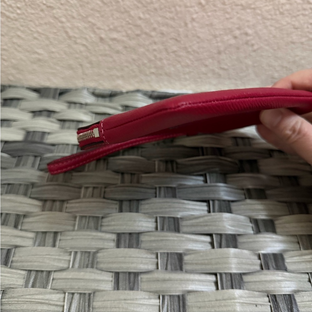 Coach Red Pebbled Leather Wristlet Zip Pouch Wallet - Picture 5 of 16